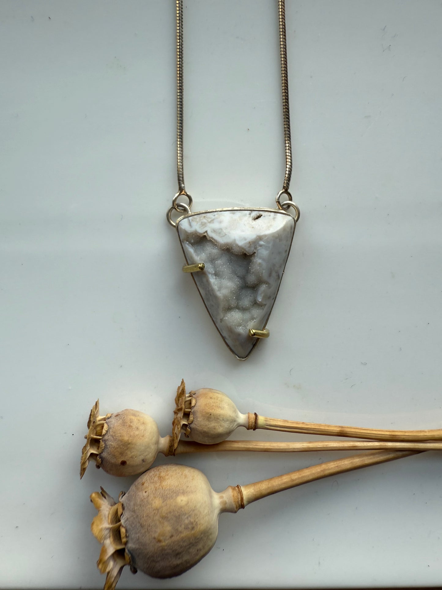 Druzy quartz pendant necklace