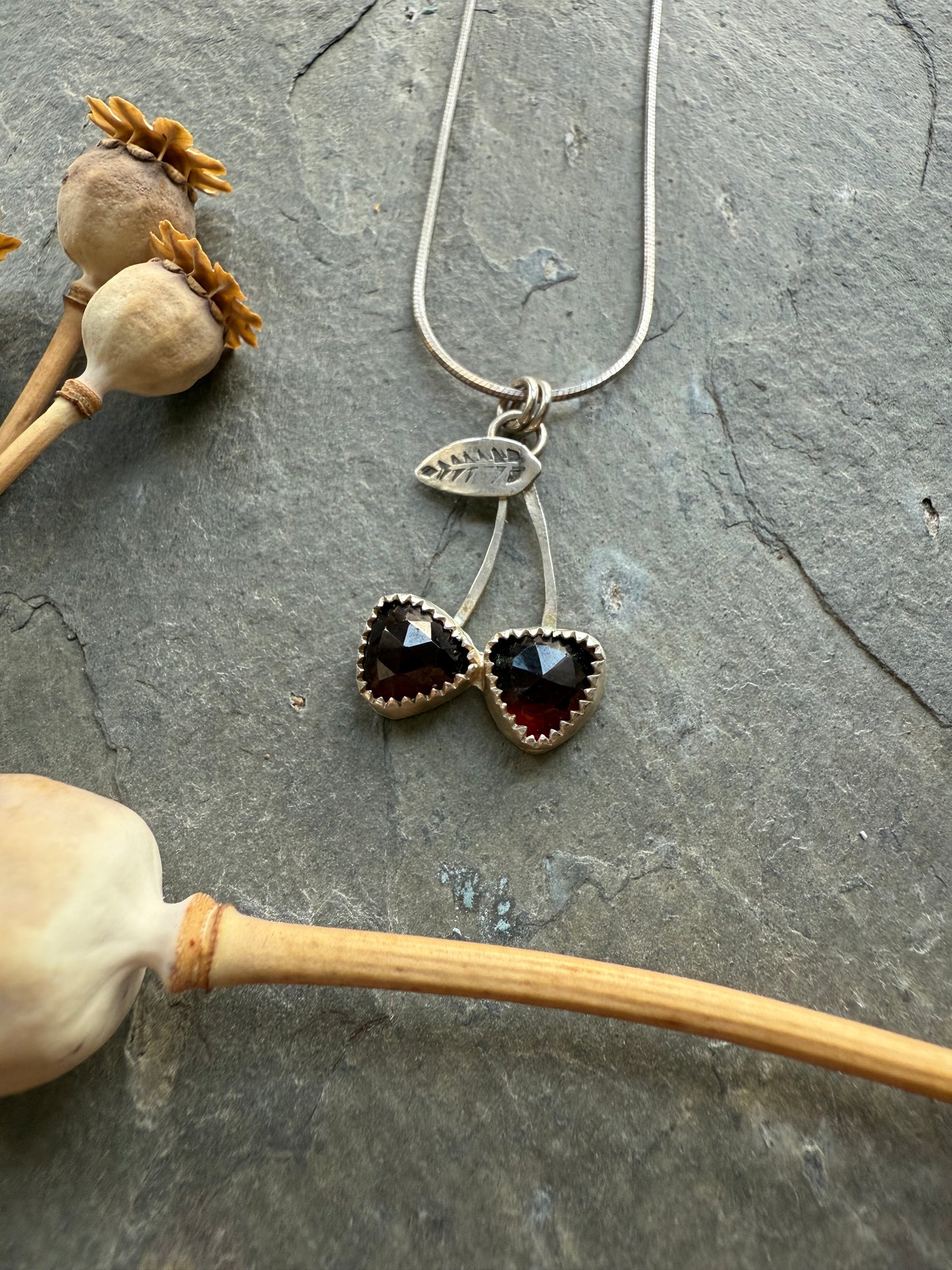 Cherry necklace- garnet
