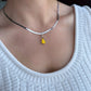 Amber herringbone pendant necklace