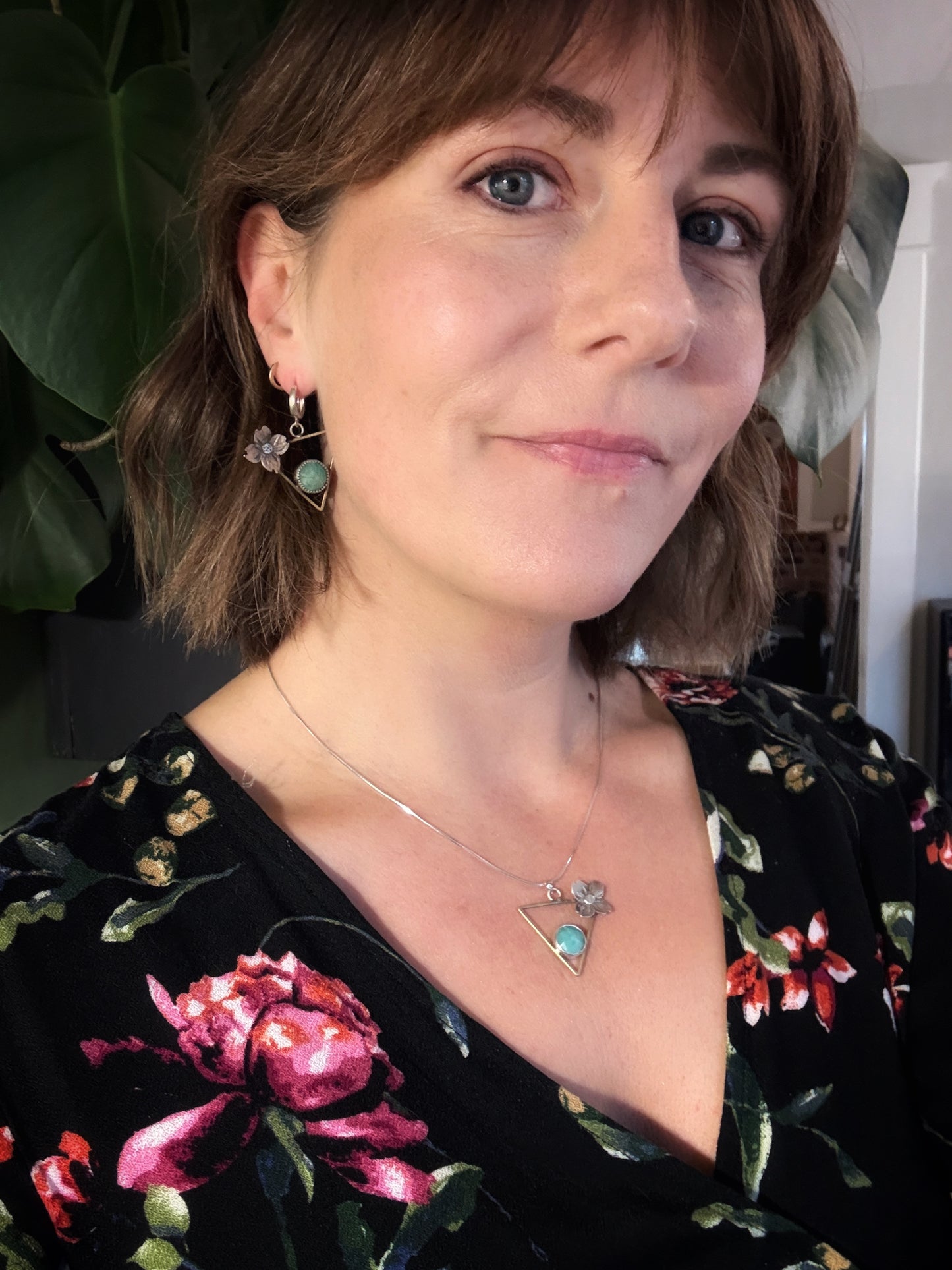 Dogwood blossom mixed metal necklace