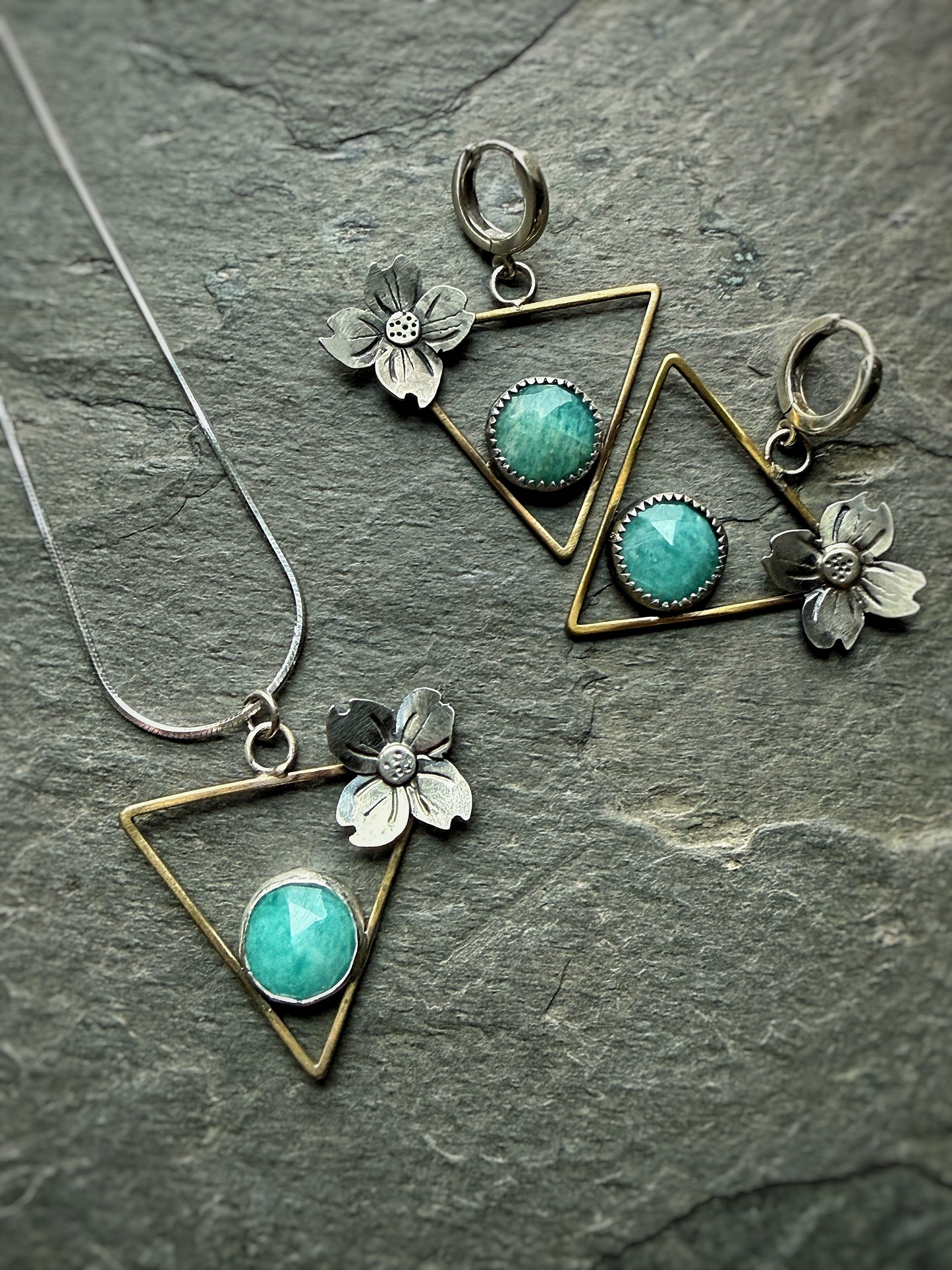 Dogwood blossom mixed metal necklace