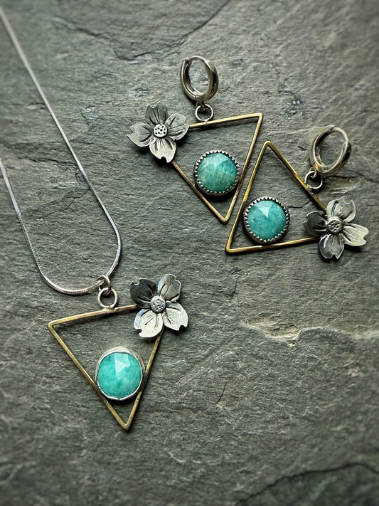 Dogwood blossom mixed metal earrings