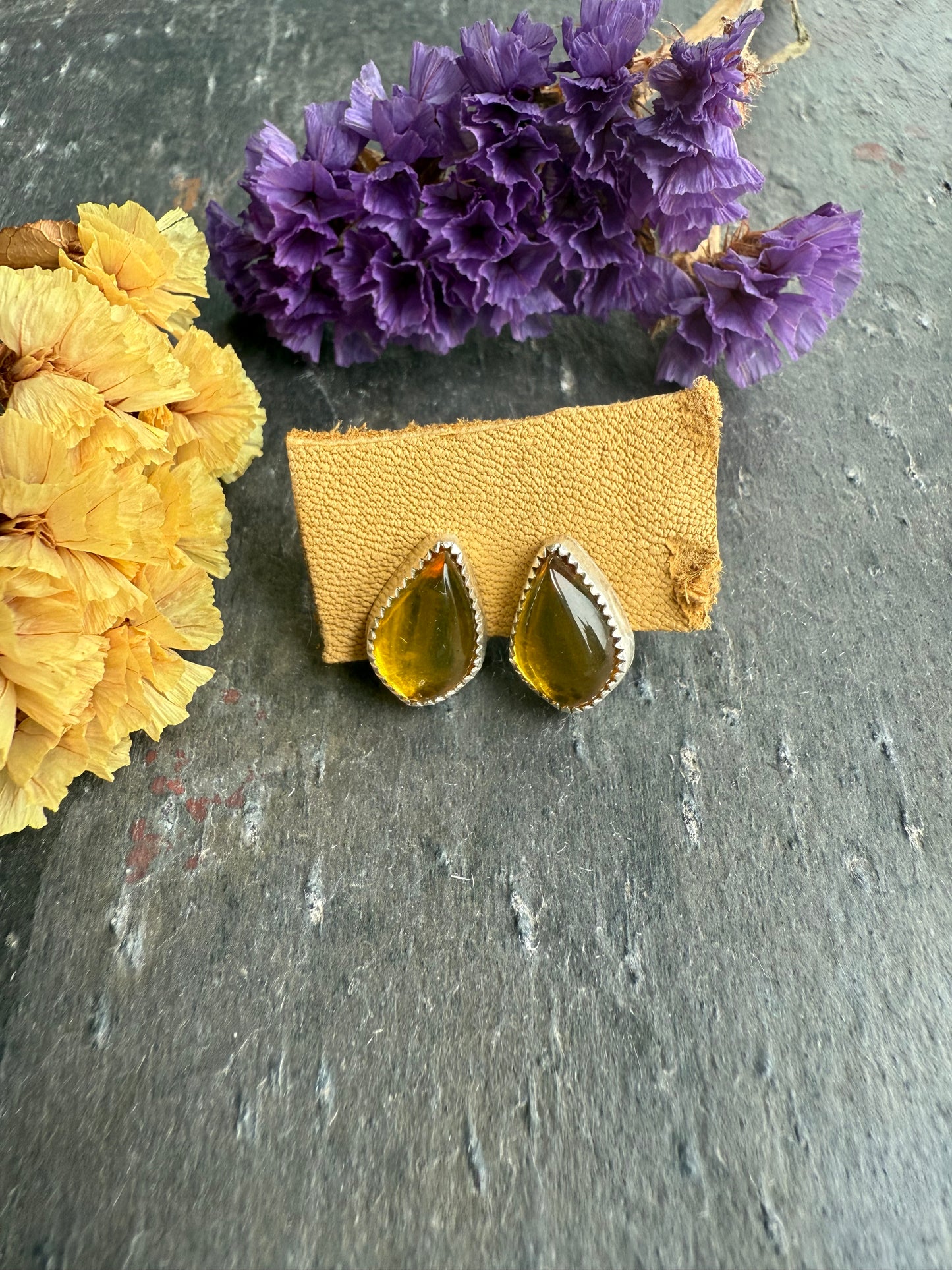 Mexican amber teardrop earrings #2