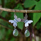Butterfly earrings, sterling silver and peridot