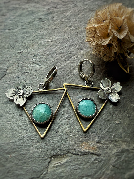 Dogwood blossom mixed metal earrings