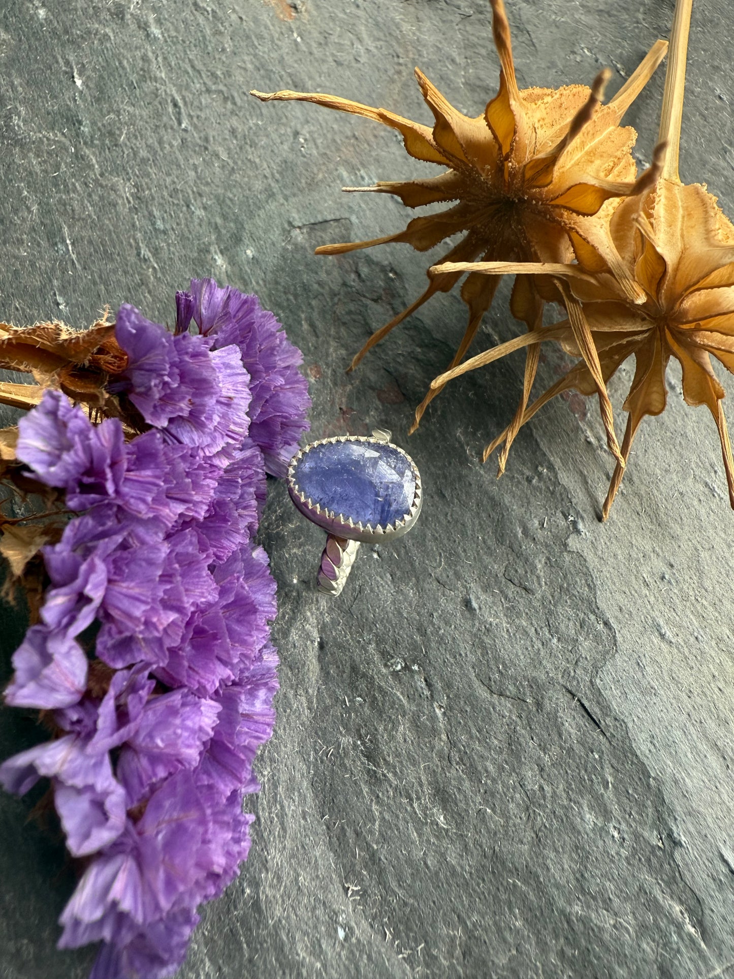 Gemstone stacker ring- Tanzanite- size 6.5