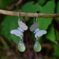 Butterfly earrings, sterling silver and peridot