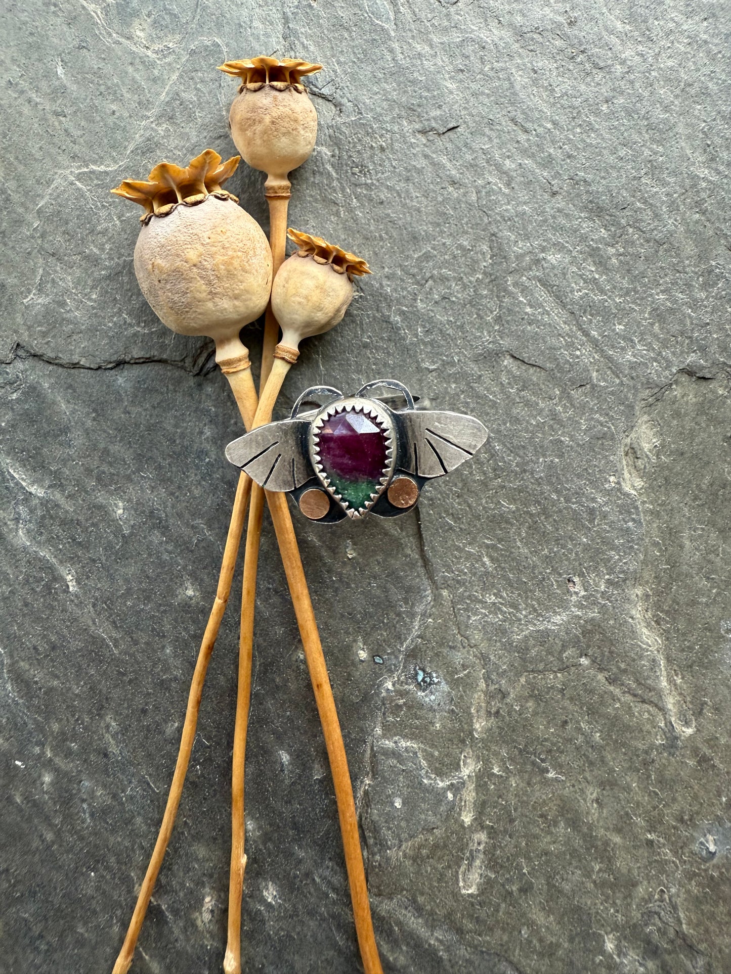 Moth ring #3 - size 6.5