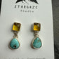 Turquoise and amber earrings
