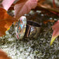 Autumn begins statement ring. Spiny oyster turquoise and sterling silver. Size 6.5