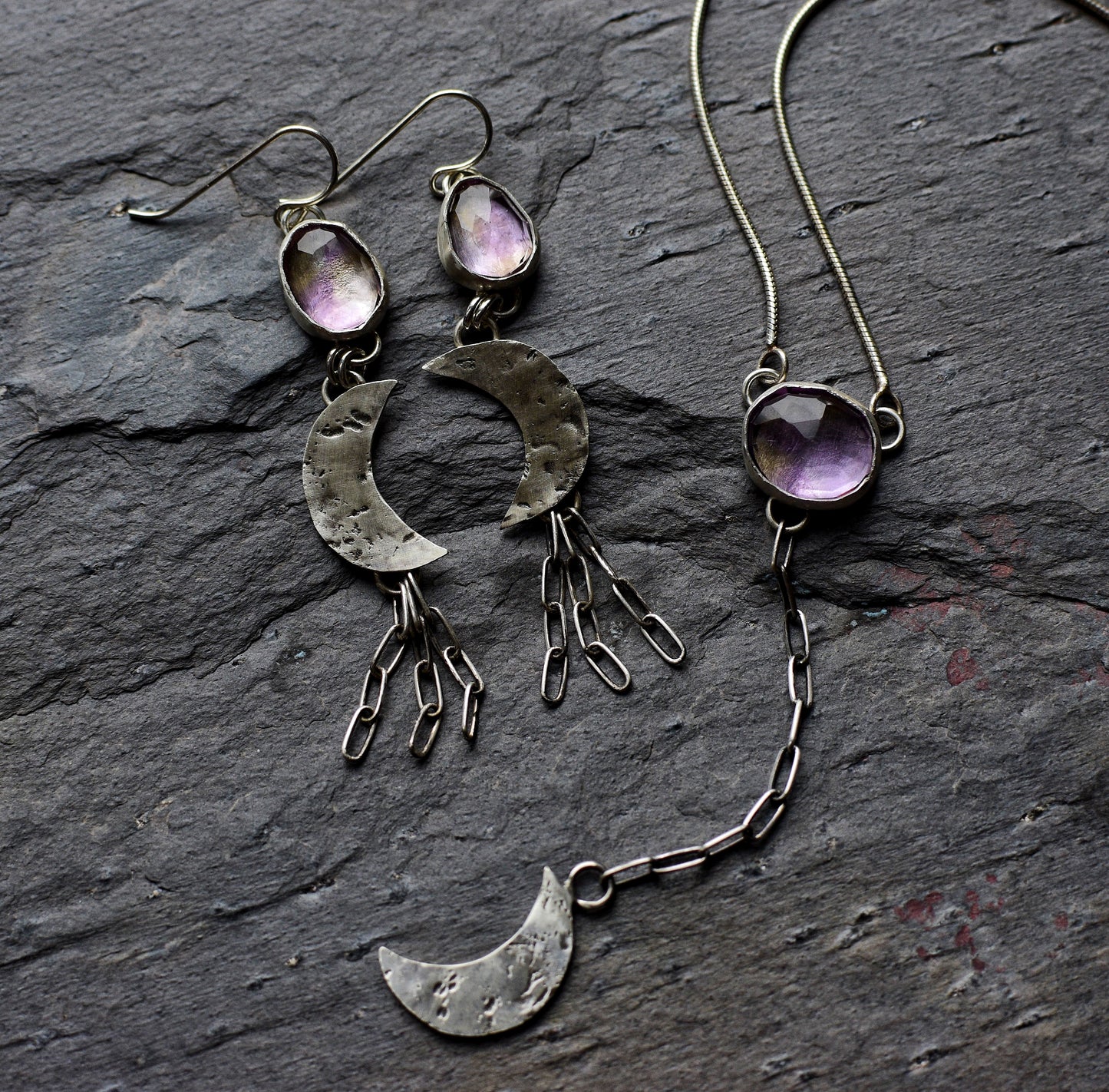 Ametrine crescent moon necklace
