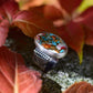 Autumn begins statement ring. Spiny oyster turquoise and sterling silver. Size 6.5