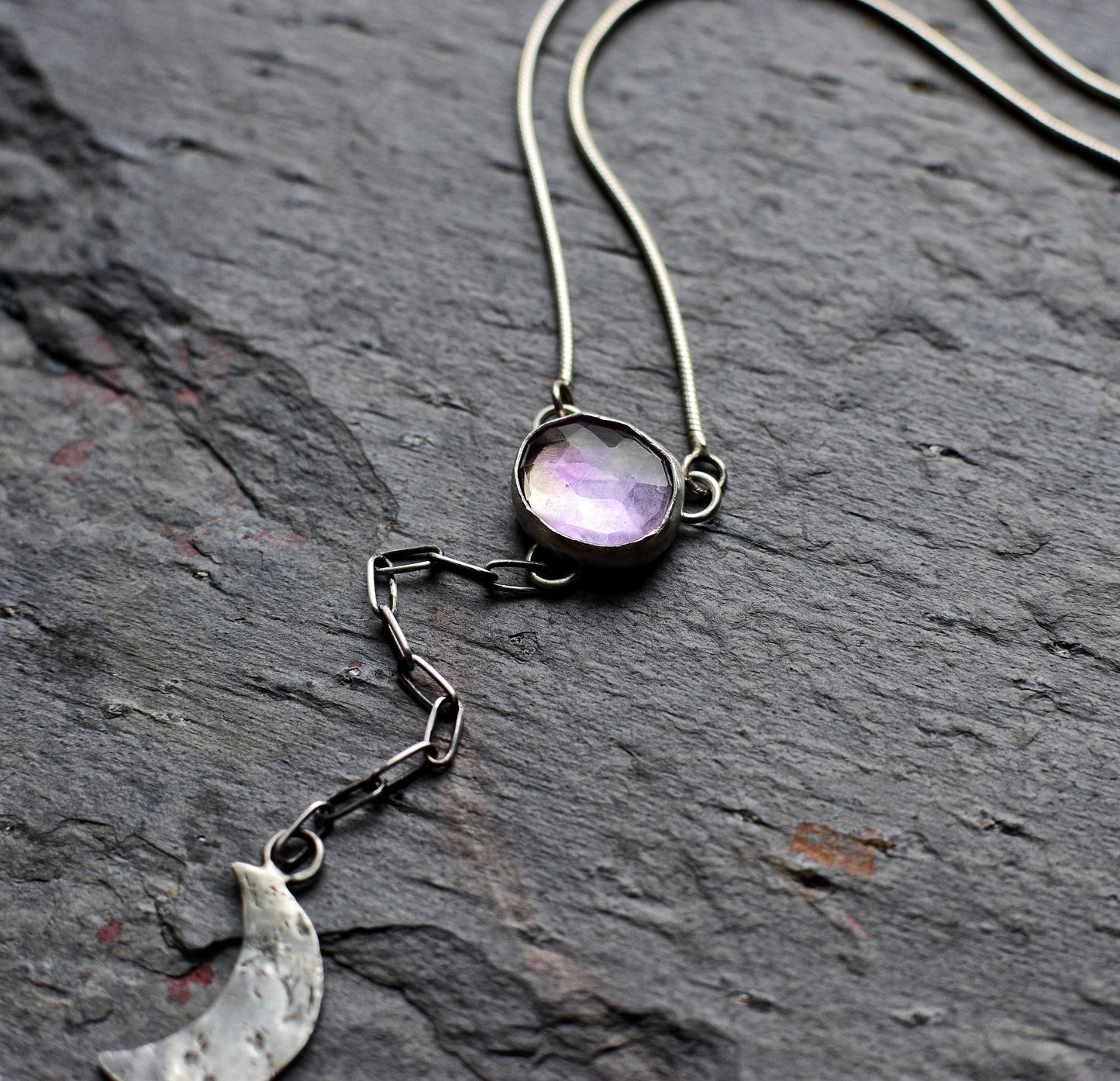 Ametrine crescent moon necklace