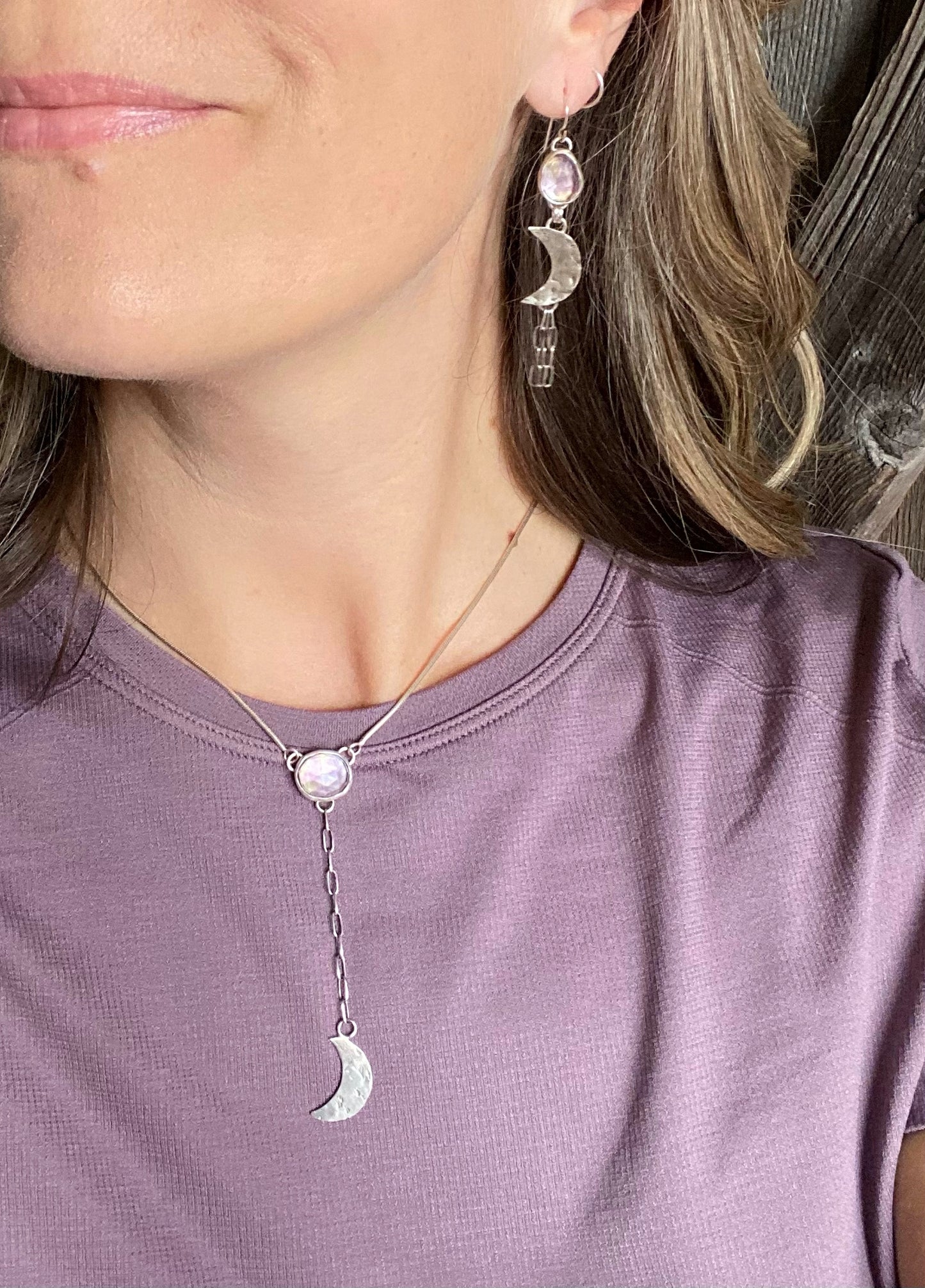 Ametrine crescent moon necklace