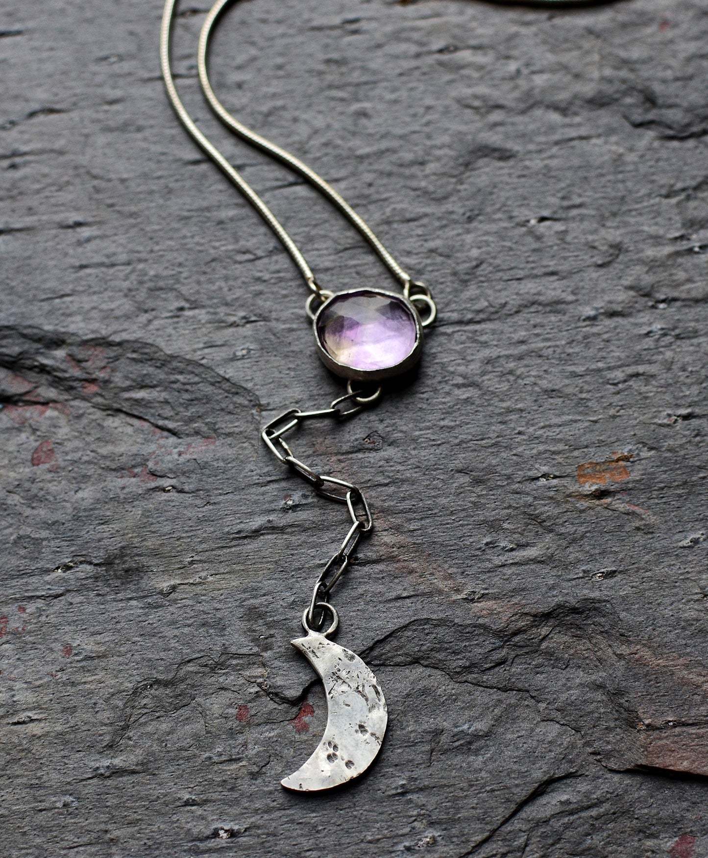 Ametrine crescent moon necklace