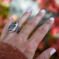 Autumn begins statement ring. Spiny oyster turquoise and sterling silver. Size 6.5