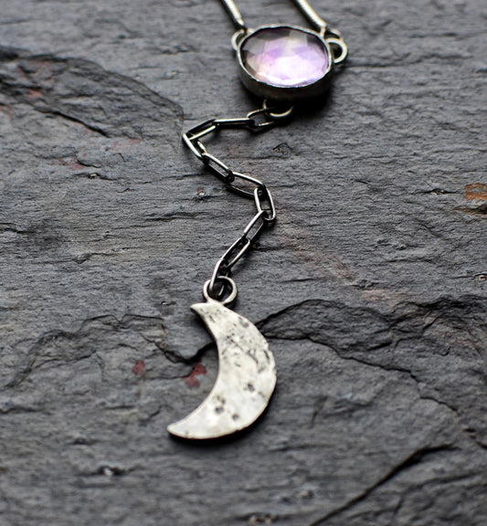 Ametrine crescent moon necklace
