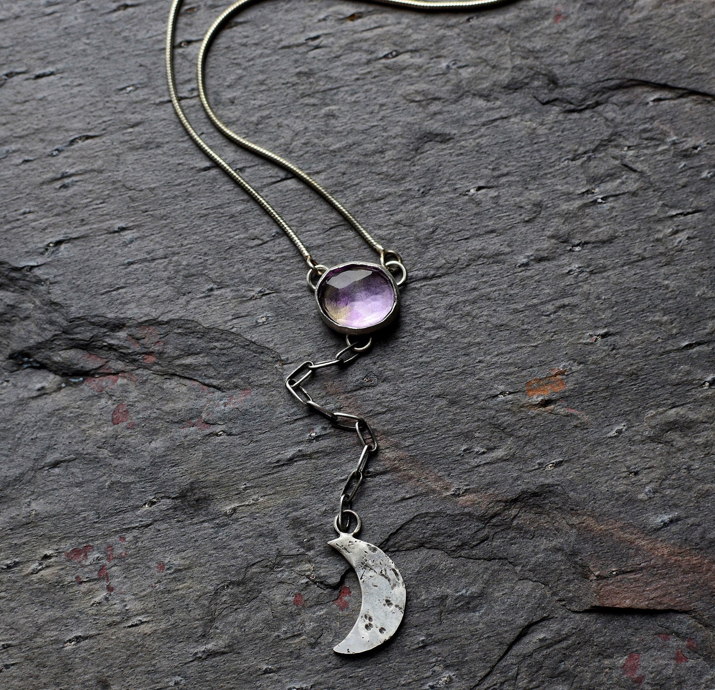 Ametrine crescent moon necklace