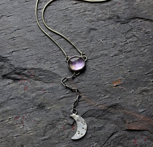 Ametrine crescent moon necklace