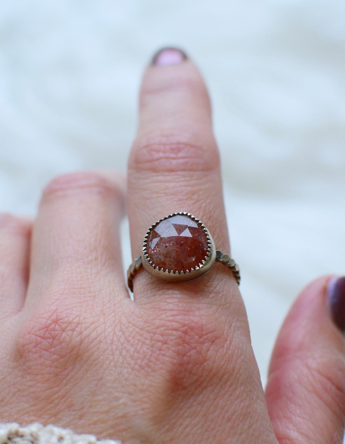 Gemstone stacker ring- size 10.5- sunstone