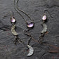 Ametrine crescent moon dangle earrings