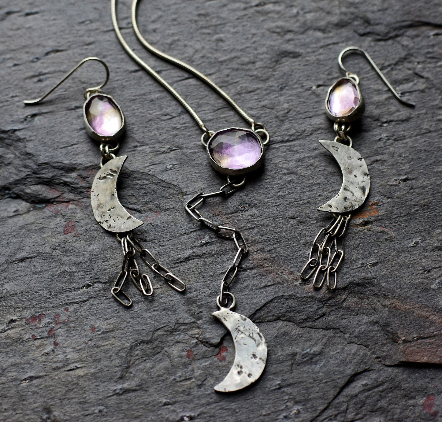 Ametrine crescent moon necklace