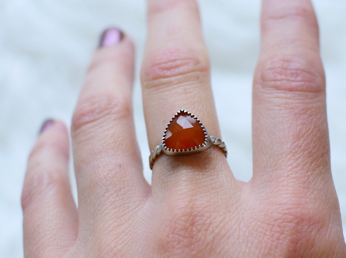 Gemstone stacker ring- size 7.25- carnelian