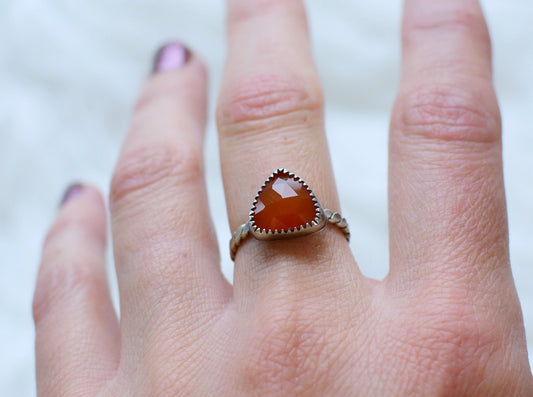 Gemstone stacker ring- size 7.25- carnelian