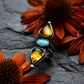 Amber and turquoise statement ring, Size 5.25
