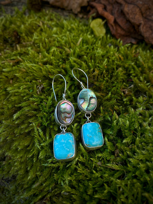 Abalone and turquoise earrings