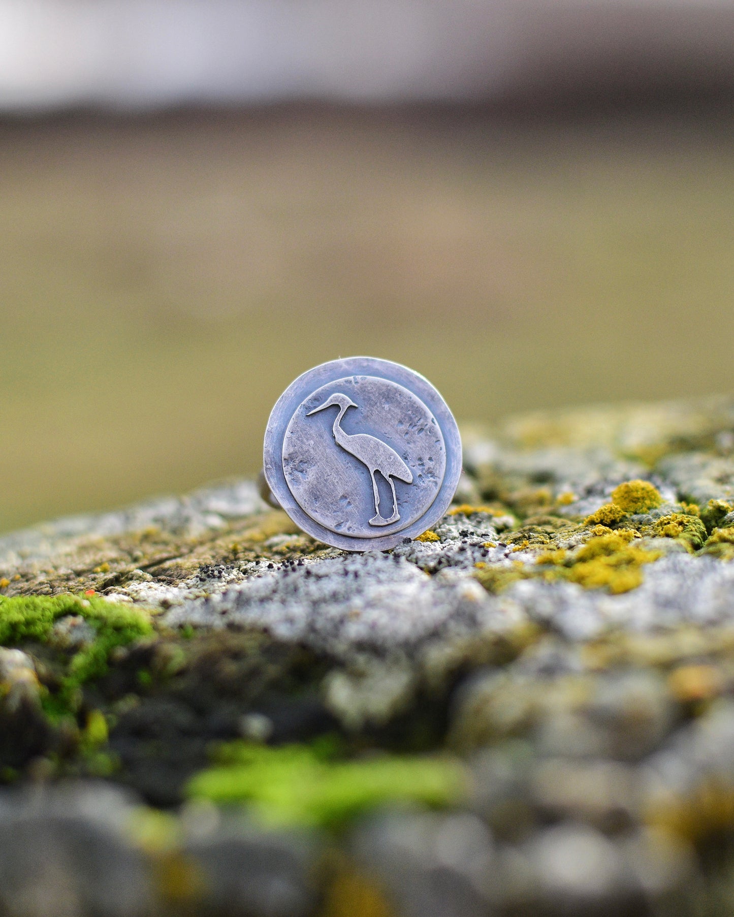Heron medallion ring- Size 6.5