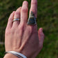 Owyhee jasper- mixed metal- silver and brass statement ring- Size 9.5