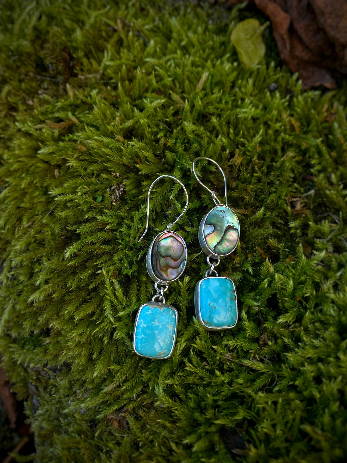 Abalone and turquoise earrings